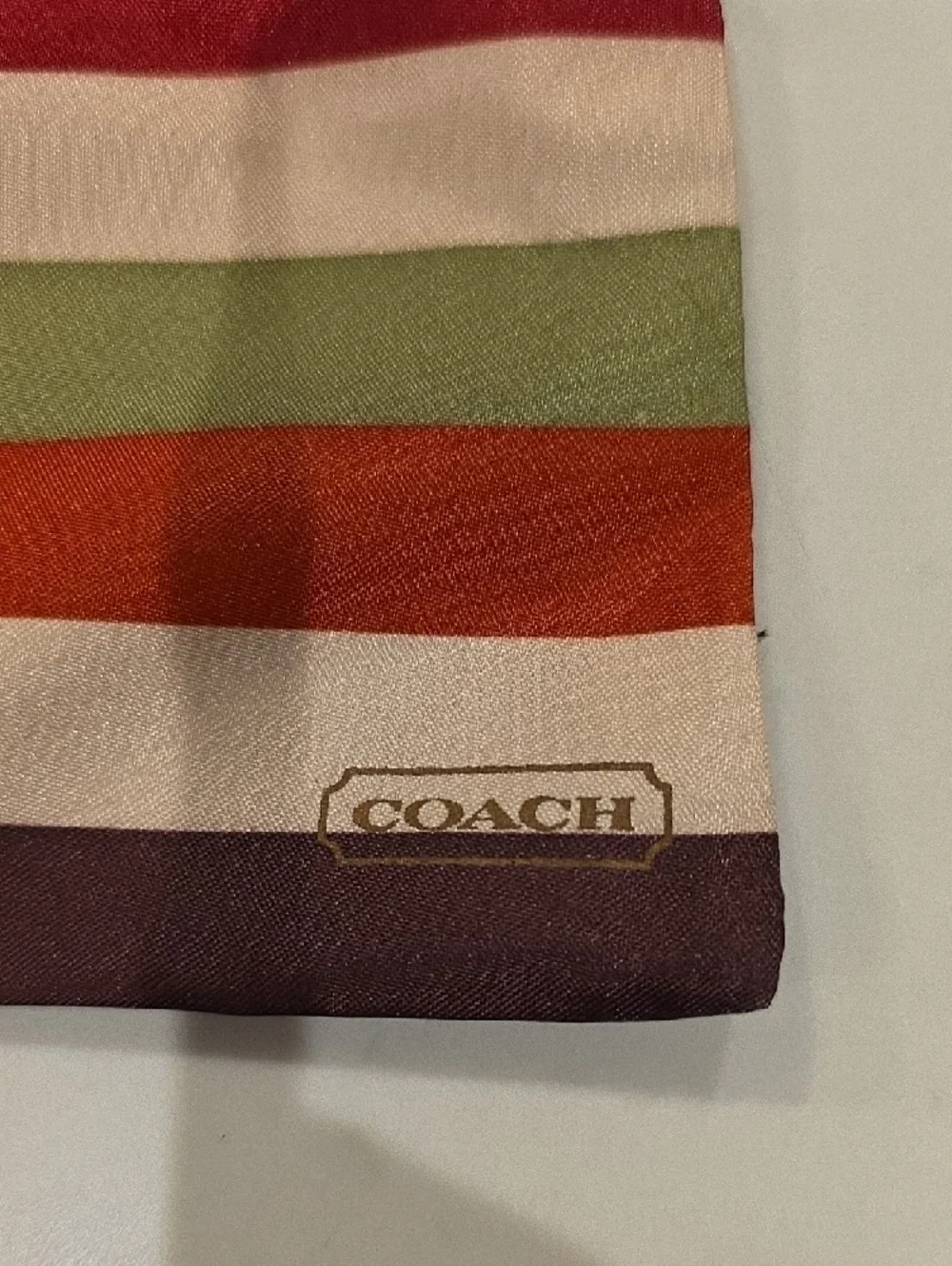 Coach Sateen Legacy Striped Drawstring Pouch 4.5×5 Inches - Picture 4 of 4